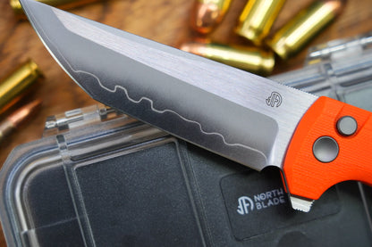 North Mountain Blade Chop 2 G10 - 3.4" SLD-Magic Steel San Mai Tanto Blade, Orange G10 Handle