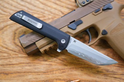 North Mountain Blade Chop 2 G10 - 3.4" SLD-Magic Steel San Mai Tanto Blade, Black G10 Handle