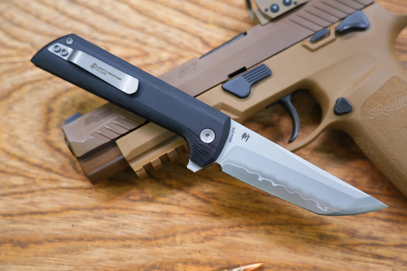 North Mountain Blade Chop 2 G10 - 3.4" SLD-Magic Steel San Mai Tanto Blade, Black G10 Handle