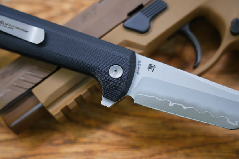 North Mountain Blade Chop 2 G10 - 3.4" SLD-Magic Steel San Mai Tanto Blade, Black G10 Handle