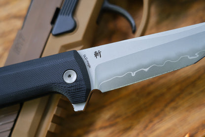North Mountain Blade Chop 2 G10 - 3.4" SLD-Magic Steel San Mai Tanto Blade, Black G10 Handle