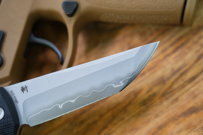 North Mountain Blade Chop 2 G10 - 3.4" SLD-Magic Steel San Mai Tanto Blade, Black G10 Handle