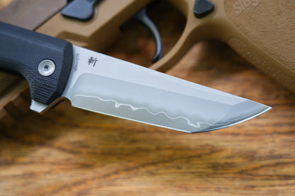North Mountain Blade Chop 2 G10 - 3.4" SLD-Magic Steel San Mai Tanto Blade, Black G10 Handle
