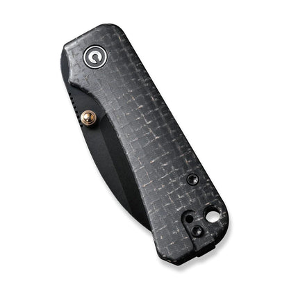 Civivi Baby Banter Wharncliffe C19068SC-1 - 2.32" Black Nitro-V, Black Burlap Micarta Contoured