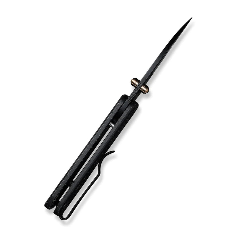Civivi Baby Banter Wharncliffe C19068SC-1 - 2.32" Black Nitro-V, Black Burlap Micarta Contoured