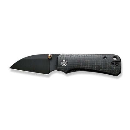 Civivi Baby Banter Wharncliffe C19068SC-1 - 2.32" Black Nitro-V, Black Burlap Micarta Contoured
