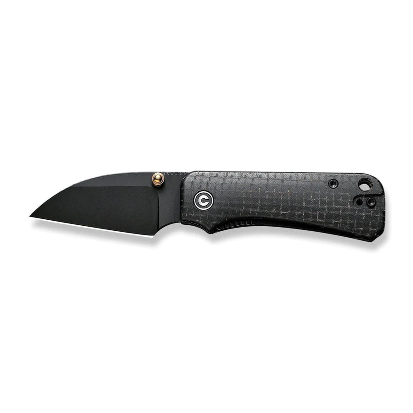 Civivi Baby Banter Wharncliffe C19068SC-1 - 2.32" Black Nitro-V, Black Burlap Micarta Contoured