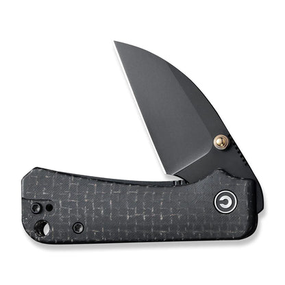 Civivi Baby Banter Wharncliffe C19068SC-1 - 2.32" Black Nitro-V, Black Burlap Micarta Contoured