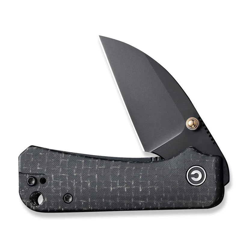 Civivi Baby Banter Wharncliffe C19068SC-1 - 2.32" Black Nitro-V, Black Burlap Micarta Contoured