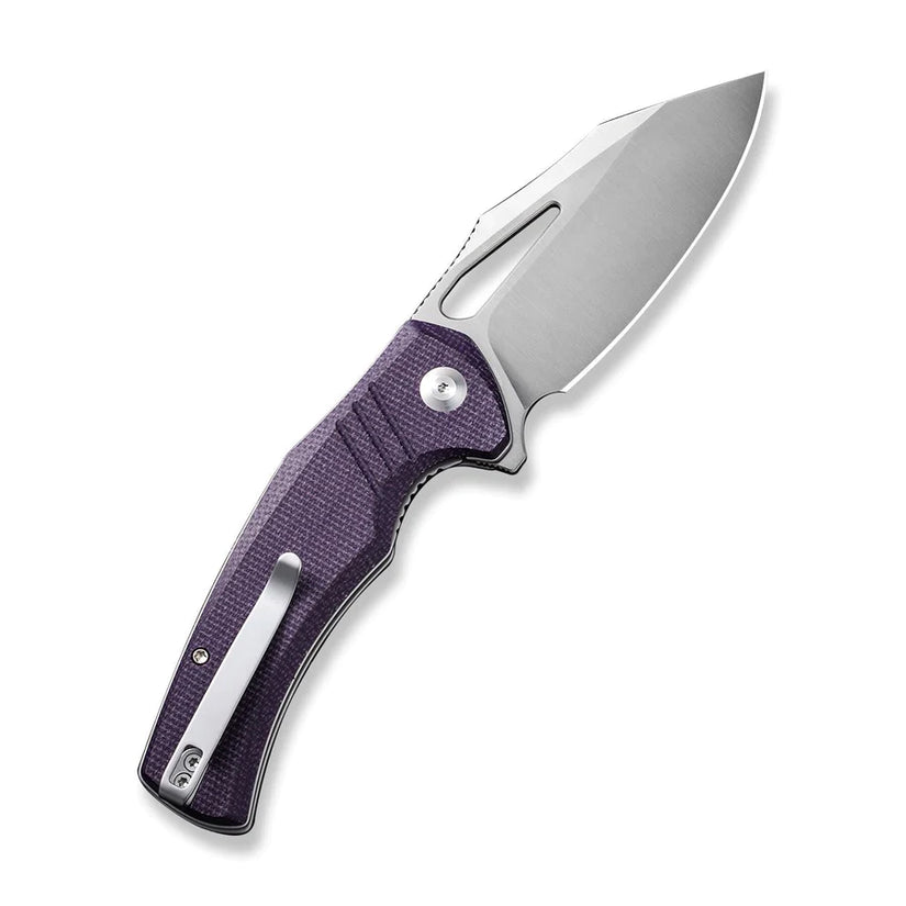 Civivi BullTusk Purple C23017-3 - 3.48" Satin 14C28N Blade, Purple Canvas Micarta Handle