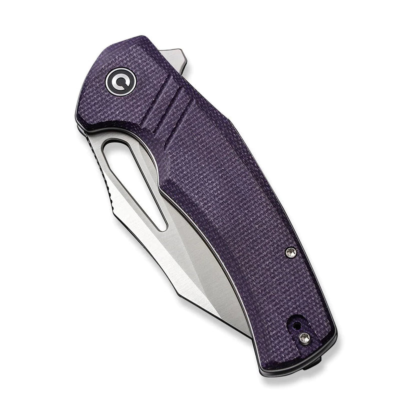 Civivi BullTusk Purple C23017-3 - 3.48" Satin 14C28N Blade, Purple Canvas Micarta Handle