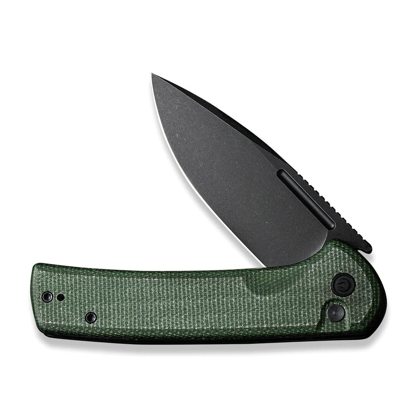 Civivi Conspirator Green Micarta C21006-2, 3.48″ Nitro-V Black Stonewash Drop Point Blade