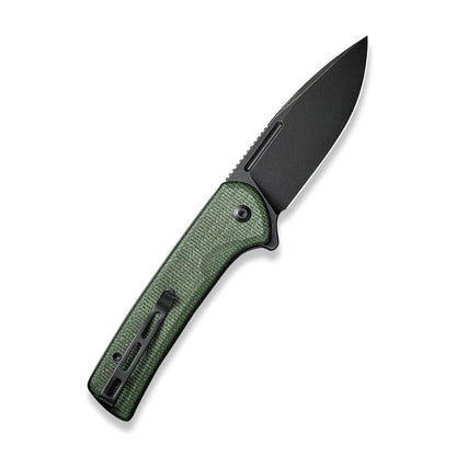 Civivi Conspirator Green Micarta C21006-2, 3.48″ Nitro-V Black Stonewash Drop Point Blade
