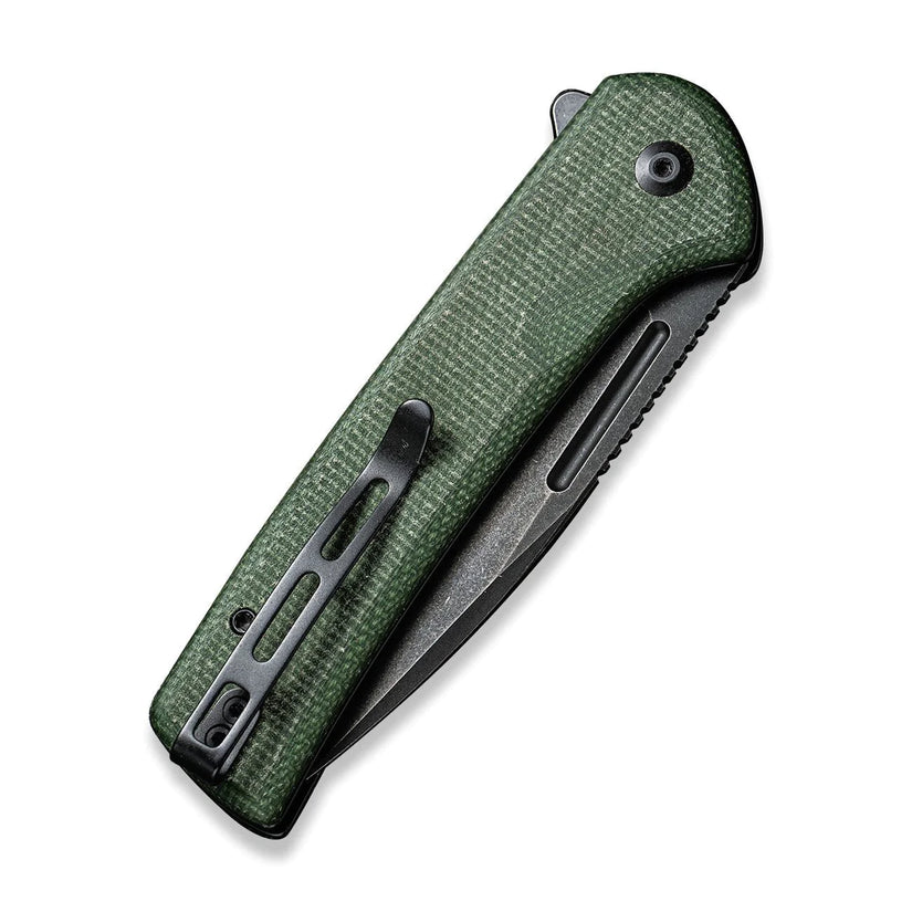 Civivi Conspirator Green Micarta C21006-2, 3.48″ Nitro-V Black Stonewash Drop Point Blade