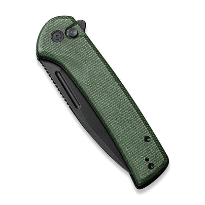 Civivi Conspirator Green Micarta C21006-2, 3.48″ Nitro-V Black Stonewash Drop Point Blade