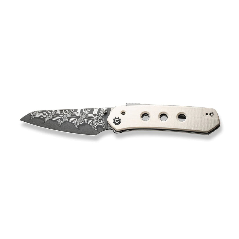 Civivi Vision FG Ivory C22036-DS1 - 3.54" Damascus Blade, Ivory G10