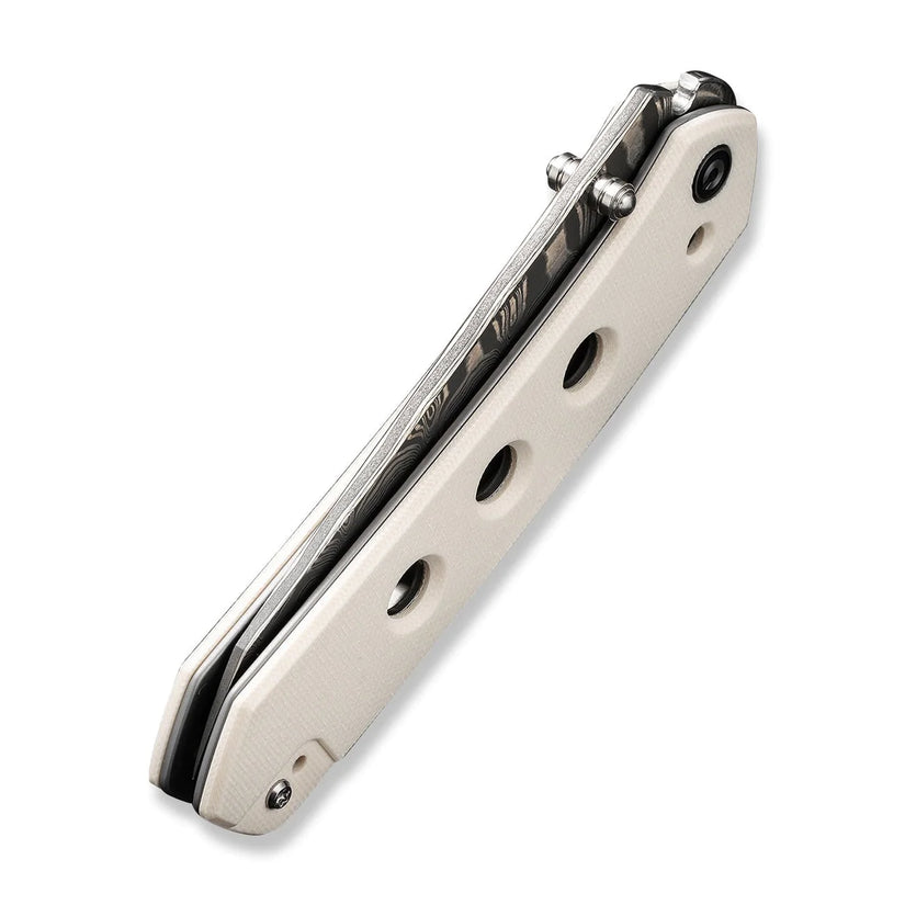 Civivi Vision FG Ivory C22036-DS1 - 3.54" Damascus Blade, Ivory G10