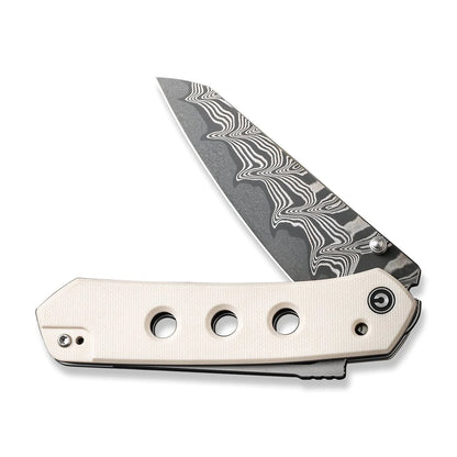 Civivi Vision FG Ivory C22036-DS1 - 3.54" Damascus Blade, Ivory G10