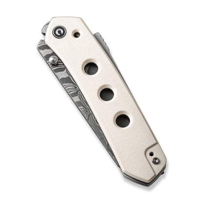 Civivi Vision FG Ivory C22036-DS1 - 3.54" Damascus Blade, Ivory G10
