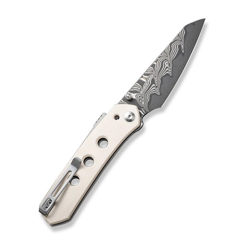 Civivi Vision FG Ivory C22036-DS1 - 3.54" Damascus Blade, Ivory G10
