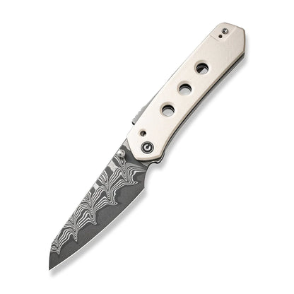 Civivi Vision FG Ivory C22036-DS1 - 3.54" Damascus Blade, Ivory G10
