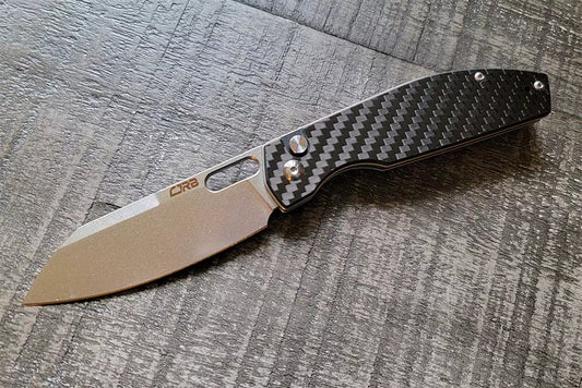 CJRB Ekko Carbon Fibre - 3.23" AR-RPM9 Stonewash Wharncliffe Blade, Carbon Fibre Handles - J1929BCF