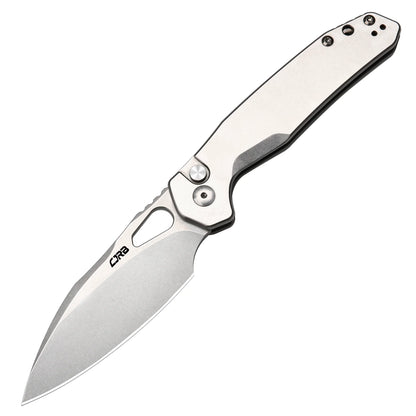 CJRB Frack - 3.9" AR-RPM9 Stonewashed Drop Point Blade, Grey Steel Handles - J1931ST