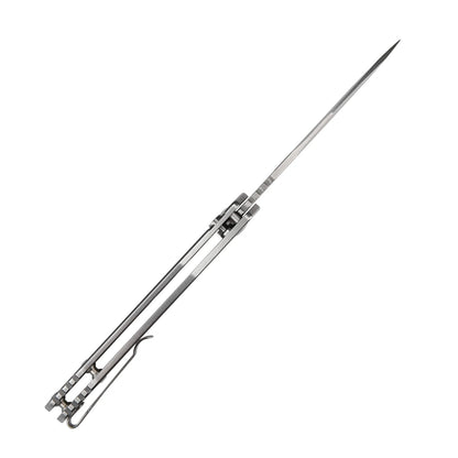 CJRB Frack - 3.9" AR-RPM9 Stonewashed Drop Point Blade, Grey Steel Handles - J1931ST