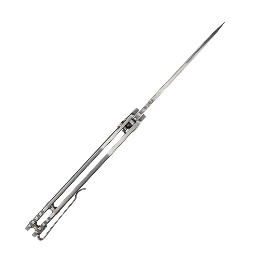 CJRB Frack - 3.9" AR-RPM9 Stonewashed Drop Point Blade, Grey Steel Handles - J1931ST