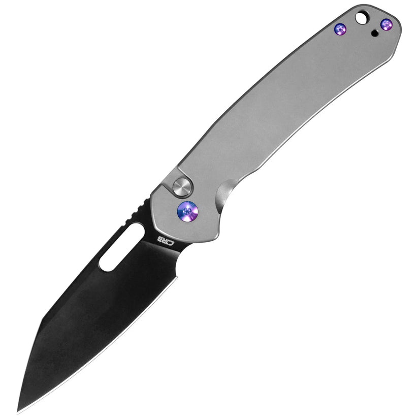 CJRB Perfect Pyrite Project - 3.11" AR-RPM9 Black Drop Point Blade, Titanium Handles - J1925AT2-GY