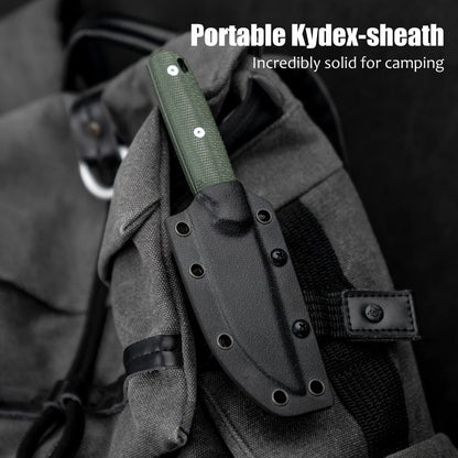 Olitans Fixed Blade G063 - 3.46" 14C28N Stonewashed Blade, Green Micarta Handle