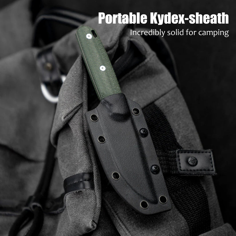 Olitans Fixed Blade G063 - 3.46" 14C28N Stonewashed Blade, Green Micarta Handle