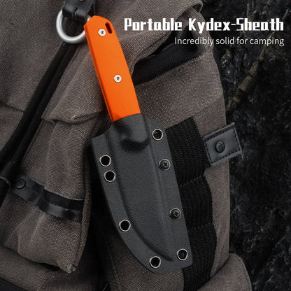 Olitans Fixed Blade G063 - 3.46" 14C28N Stonewashed Blade, Orange G10 Handle