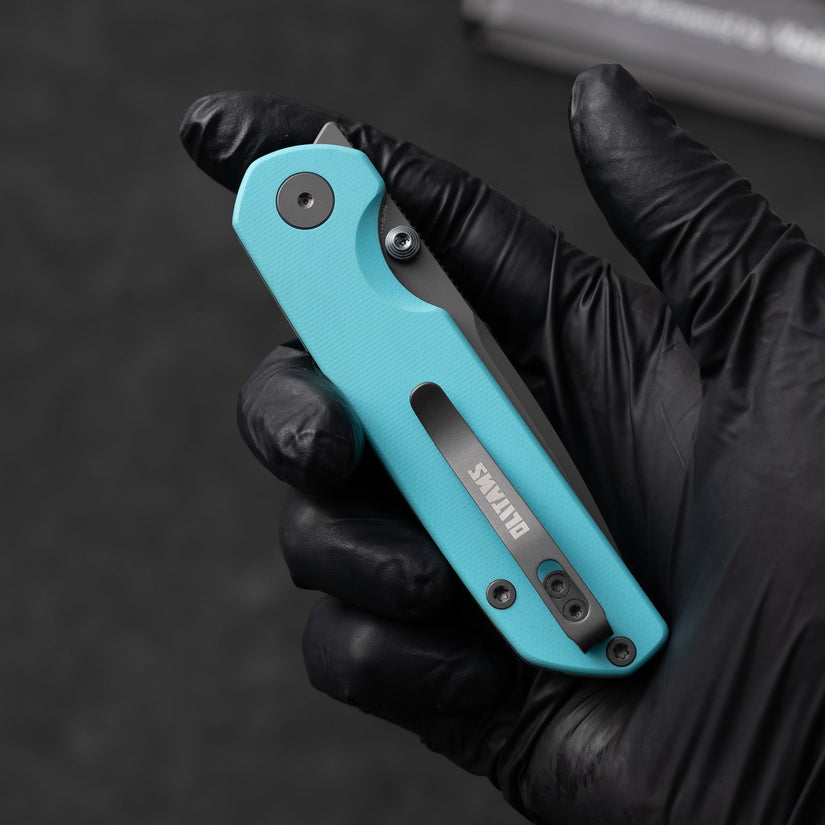 Olitans Lemon Shark G071 - 3.27" 10Cr15Mov Grey PVD Blade, Blue G10 Handle
