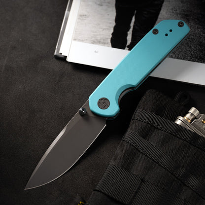 Olitans Lemon Shark G071 - 3.27" 10Cr15Mov Grey PVD Blade, Blue G10 Handle