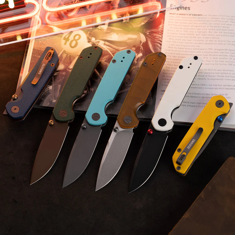 Olitans Lemon Shark G071 - 3.27" 10Cr15Mov Rose Gold Blade, Blue MIcarta Handle