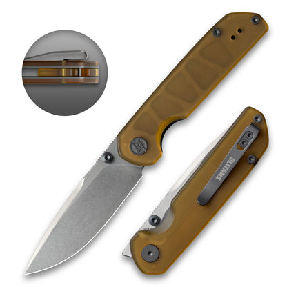 Olitans Lemon Shark G071 - 3.27" 10Cr15Mov Stonewashed Blade, PEI Handle
