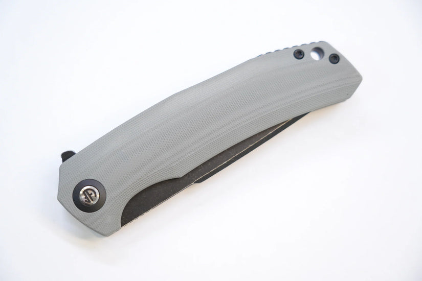 North Mountain Blade Harpoon G10 - 3.8" 14C28N Blackwashed Harpoon Blade, Grey G10 Handle