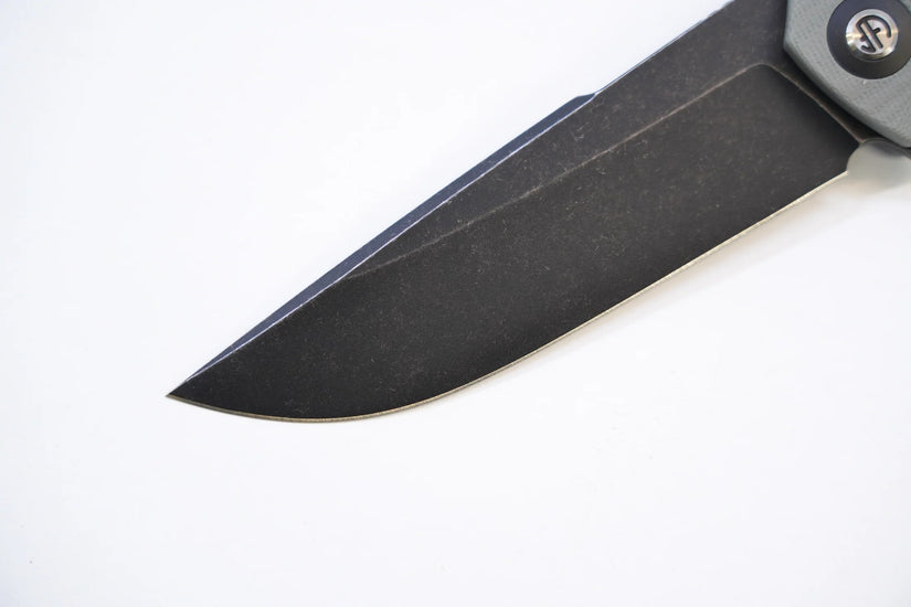 North Mountain Blade Harpoon G10 - 3.8" 14C28N Blackwashed Harpoon Blade, Grey G10 Handle