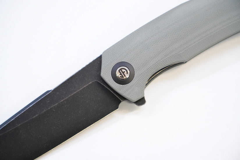 North Mountain Blade Harpoon G10 - 3.8" 14C28N Blackwashed Harpoon Blade, Grey G10 Handle