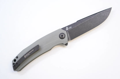 North Mountain Blade Harpoon G10 - 3.8" 14C28N Blackwashed Harpoon Blade, Grey G10 Handle