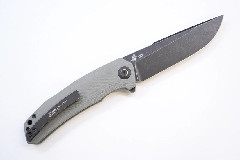 North Mountain Blade Harpoon G10 - 3.8" 14C28N Blackwashed Harpoon Blade, Grey G10 Handle