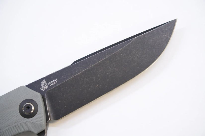 North Mountain Blade Harpoon G10 - 3.8" 14C28N Blackwashed Harpoon Blade, Grey G10 Handle