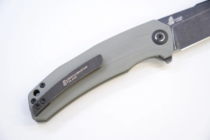 North Mountain Blade Harpoon G10 - 3.8" 14C28N Blackwashed Harpoon Blade, Grey G10 Handle