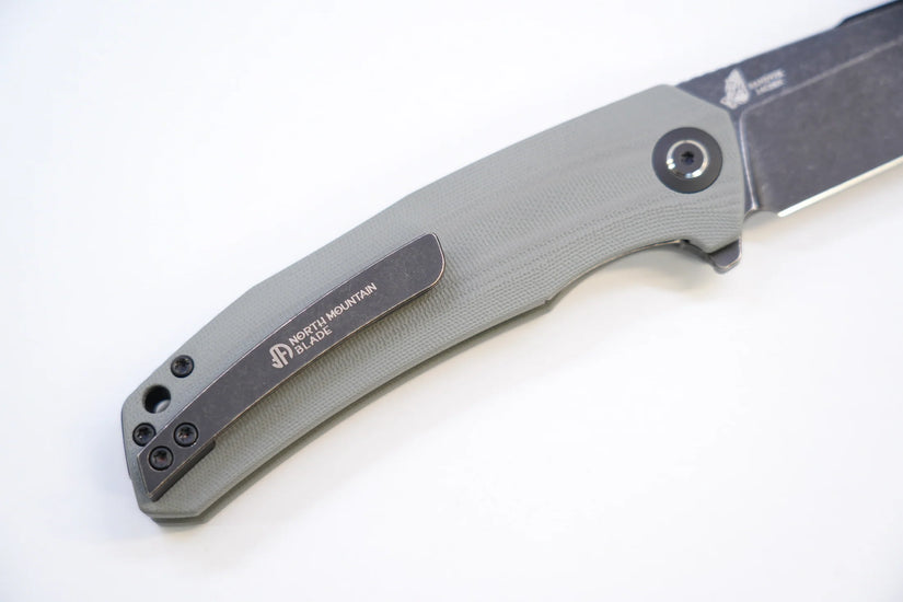 North Mountain Blade Harpoon G10 - 3.8" 14C28N Blackwashed Harpoon Blade, Grey G10 Handle