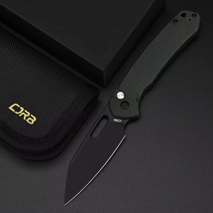 CJRB Pyrite Wharncliffe Green Micarta - 3.11" AR-RPM9 Black Wharncliffe Blade, Green Micarta Handles - J1925ABMGN
