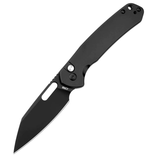 CJRB Pyrite Wharncliffe Black - 3.11" AR-RPM9 Black Wharncliffe Blade, Black Steel Handles - J1925ABST