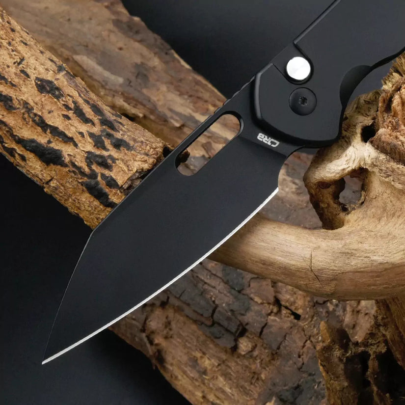 CJRB Pyrite Wharncliffe Black - 3.11" AR-RPM9 Black Wharncliffe Blade, Black Steel Handles - J1925ABST
