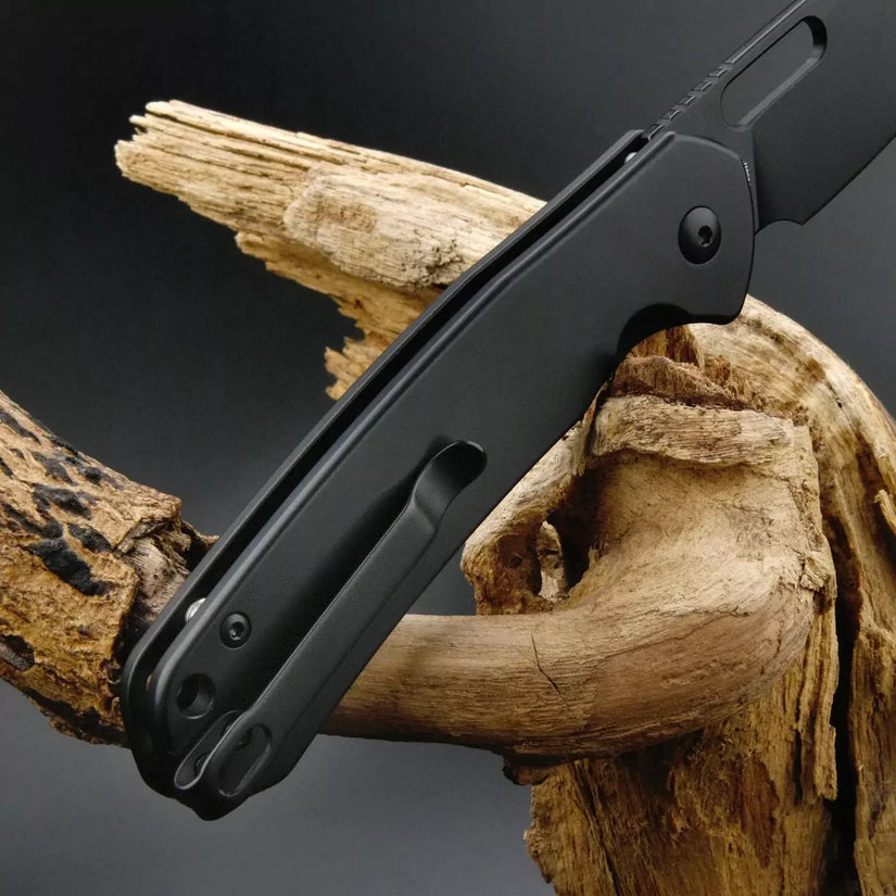 CJRB Pyrite Wharncliffe Black - 3.11" AR-RPM9 Black Wharncliffe Blade, Black Steel Handles - J1925ABST