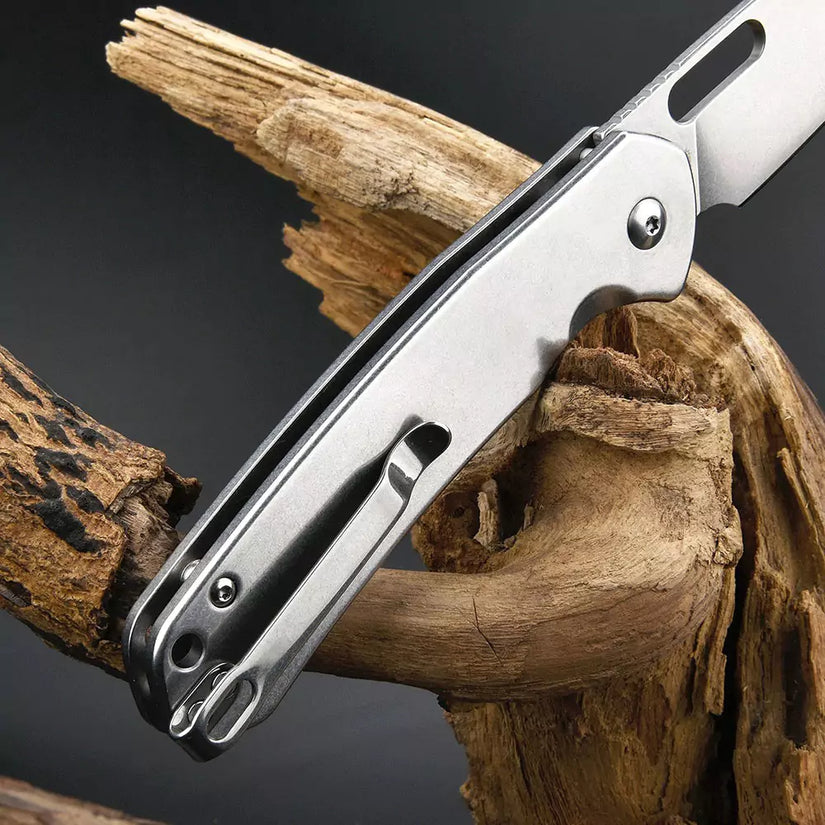 CJRB Pyrite Wharncliffe - 3.11" AR-RPM9 Stonewash Wharncliffe Blade, Steel Handles - J1925AST